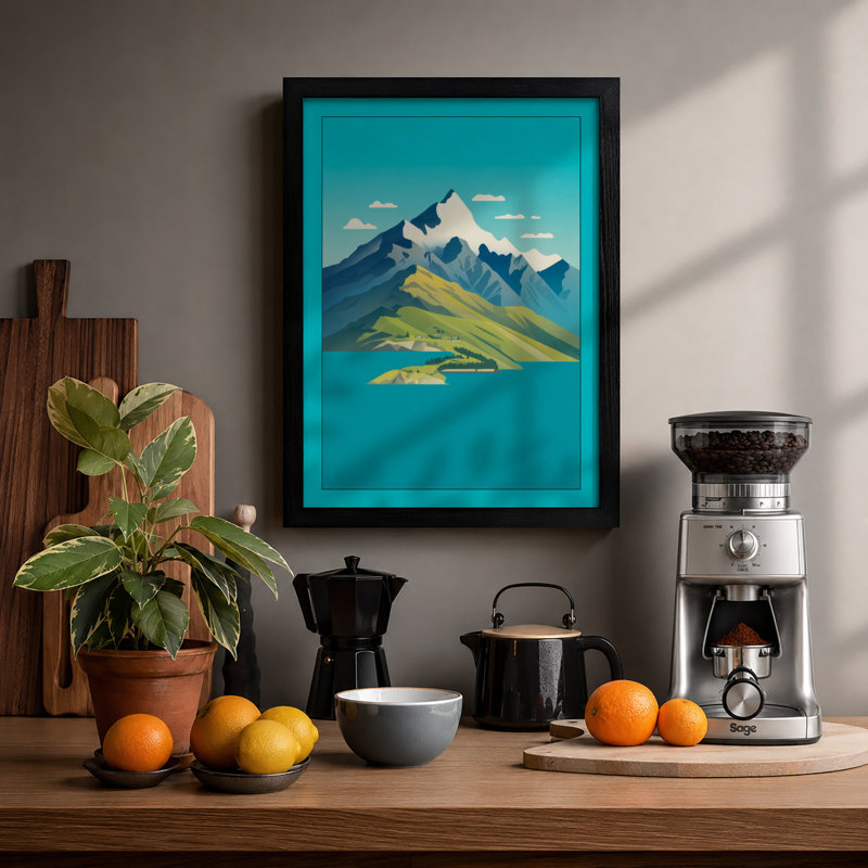 Mountain Peak Geometric - Print, A1 - 84.1 x 59.4 cm, Black