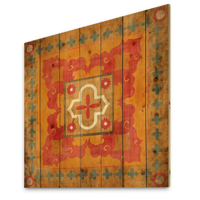 Moroccan Orange Tiles Collage III - Bohemian & Eclectic Print on Wood