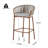 Lodi Outdoor Metal Rope Barstool, Teak Finished Frame And Beige Cushion, Set Of 2