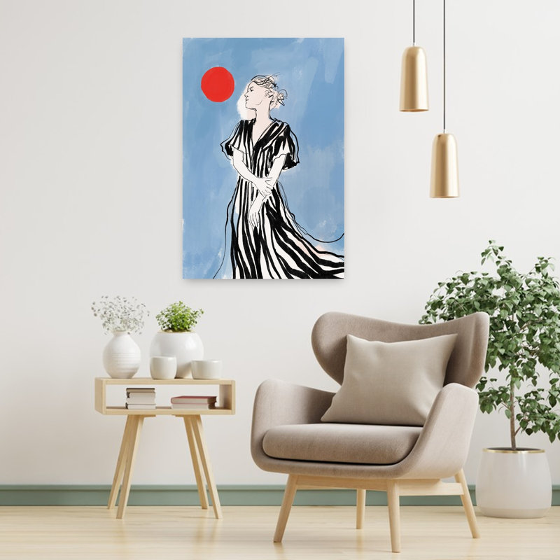 Serene Stripes Abstract Contemporary Ethereal Portrait Landscape Wall Art Print 1 Piece Wrapped Canvas Wall Art