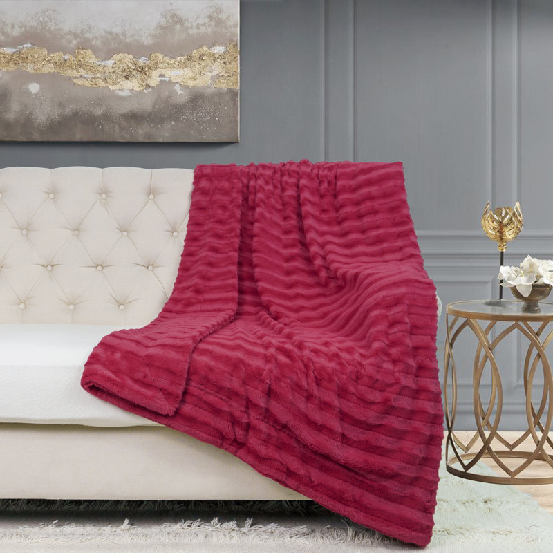 Jeté en fausse fourrure Derby, Anthracite, l 60 po x L 80 po