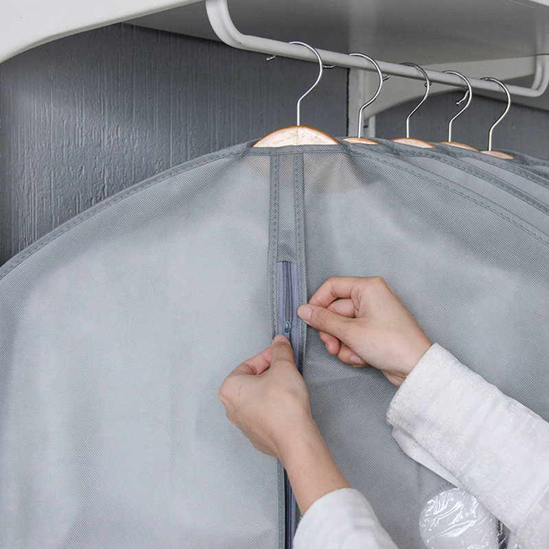 Rivington Fabric Garment Bag, 40.55" H x 23.62" W x 0.2" D, Gray