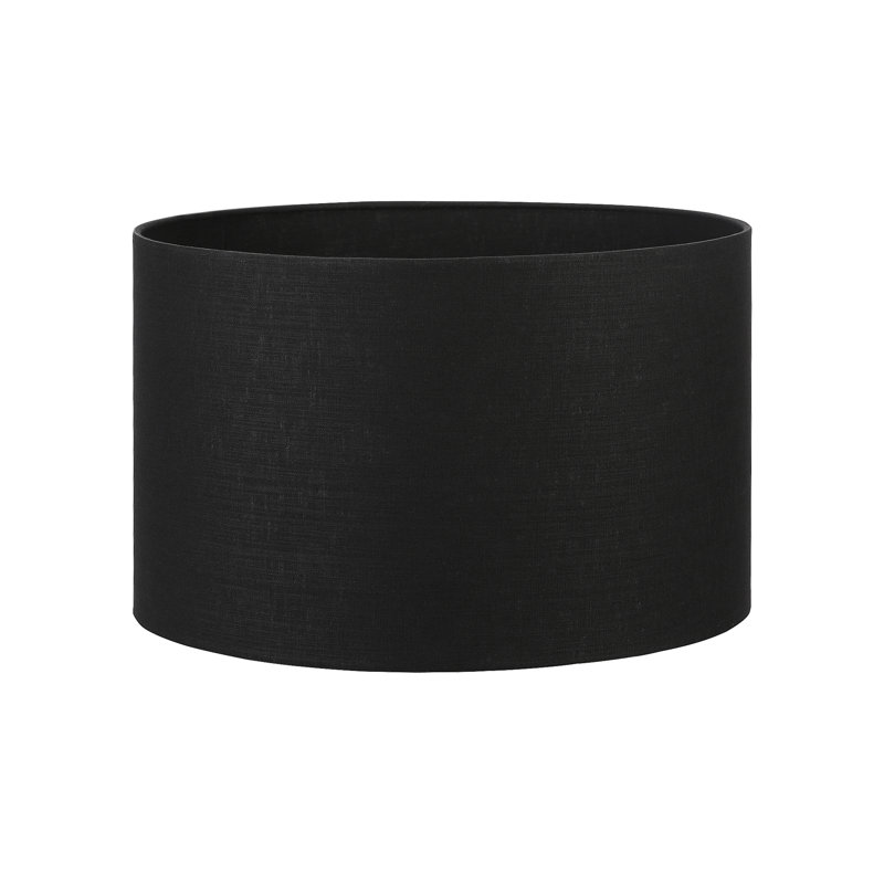 Lino Self Lined Linen Drum Shade, Black, 16cm H x 25cm W x 25cm D