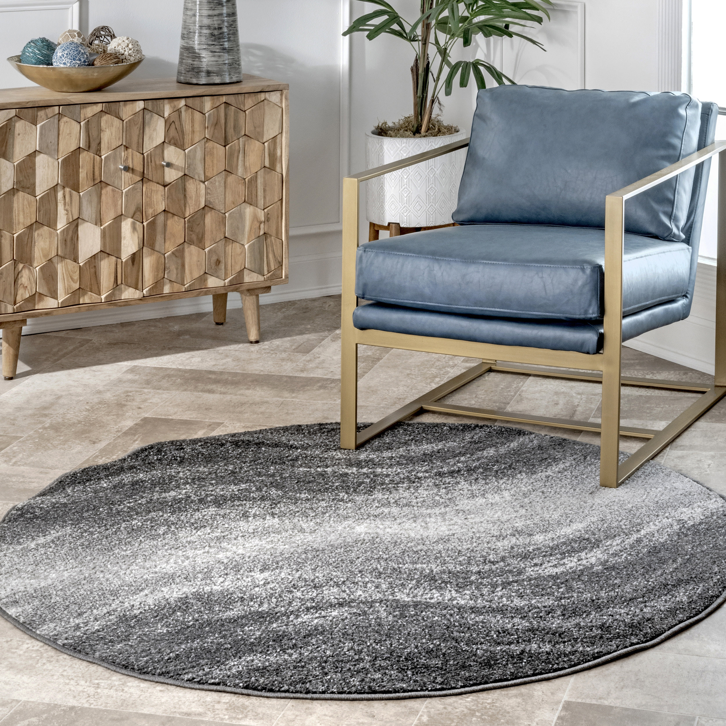 Abstract Round Rugonedraw Floor Carpetdecorative Non Slip Circle  Rugsstriped Anti Slip Matgeometric Area Rugsbeige Rug for Living Room 