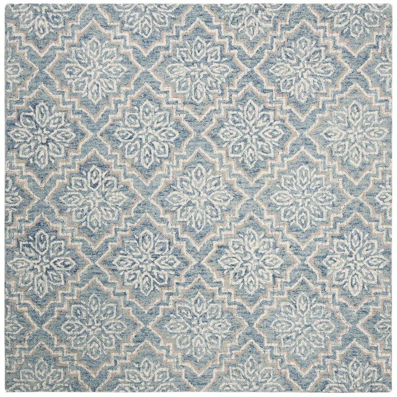 Salerna Hand Tufted Wool Geometric Rug, Square 6'