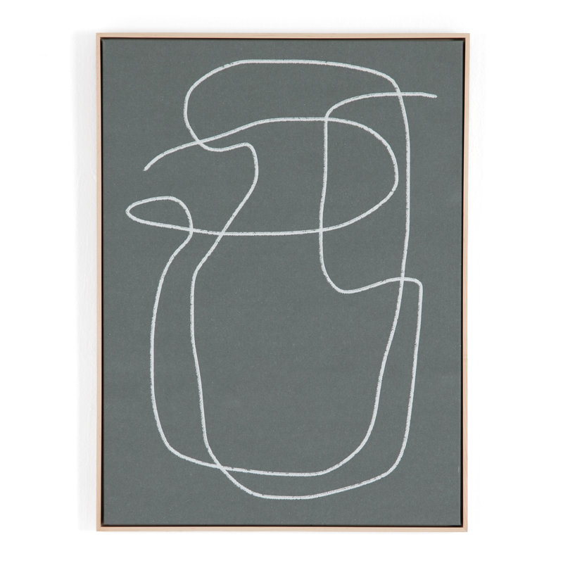 Large Gray and White Abstract Canvas Print Set with Maple Frame