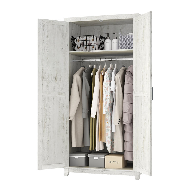 Armoire en bois manufacturé Bishock H 71 po, Bouleau blanc