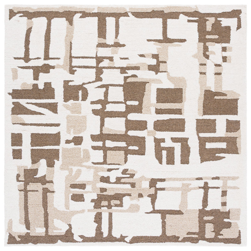 Ebony 815 Hand Tufted Wool & Cotton Abstract Rug, Square 6'