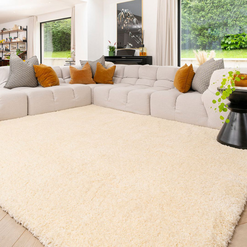 Solid Colour Machine Tufted Shag Area Rug, 200cm x 290cm