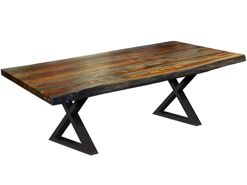 Coudgo Live Edge Dining Table, Black/Grey/Brown, 30" H x 72" L x 40" W, Black
