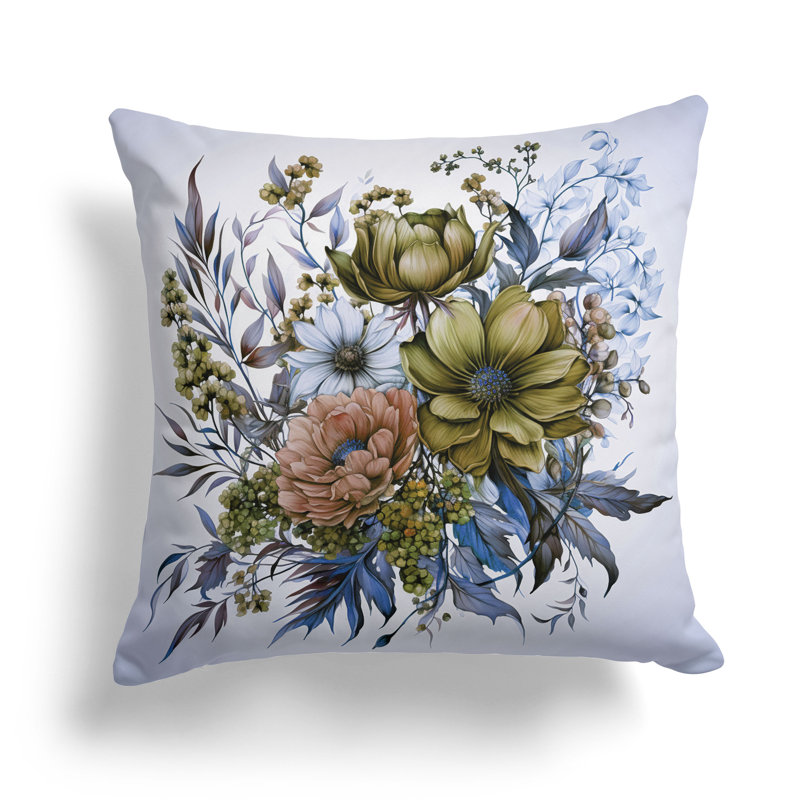 Coussin Aster Amore, Bleu / Vert, H 26 po x l 26 po