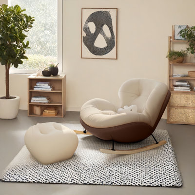 Modern Upholstered Rocking Chair with Ottoman