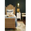 Bed Frame with Arched Headboard, Side Rails, and Footboard in Rattan with Wood Feet-6313011