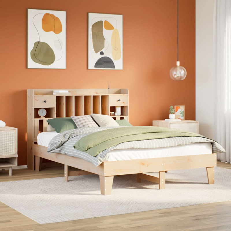 Croyden Solid Wood Storage Bed, Brown, 110cm H x 226.5cm W x 146cm D