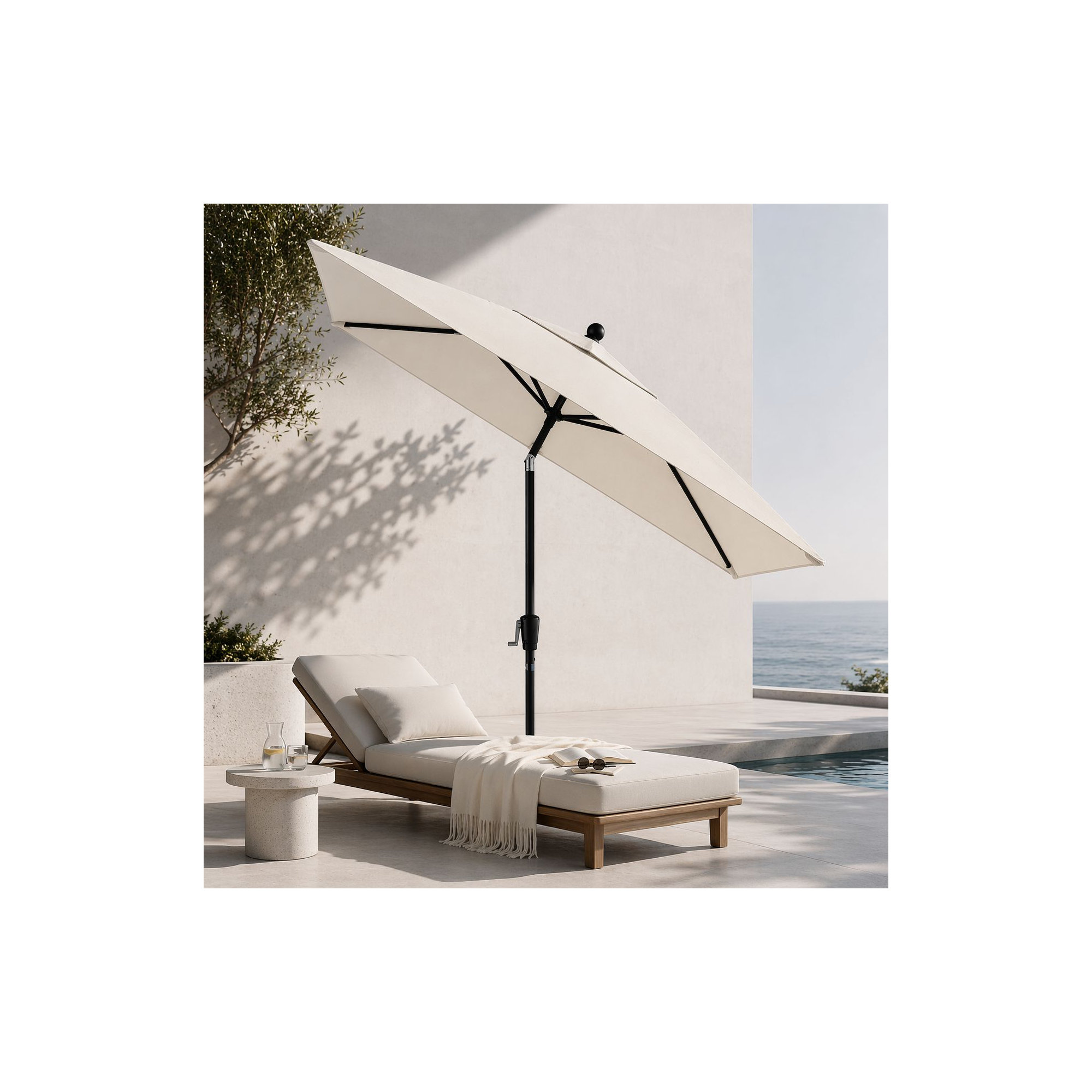 Natalie 103'' Outdoor Umbrella, Starring Gray, Canvas Natural Sunbrella® Canvas
