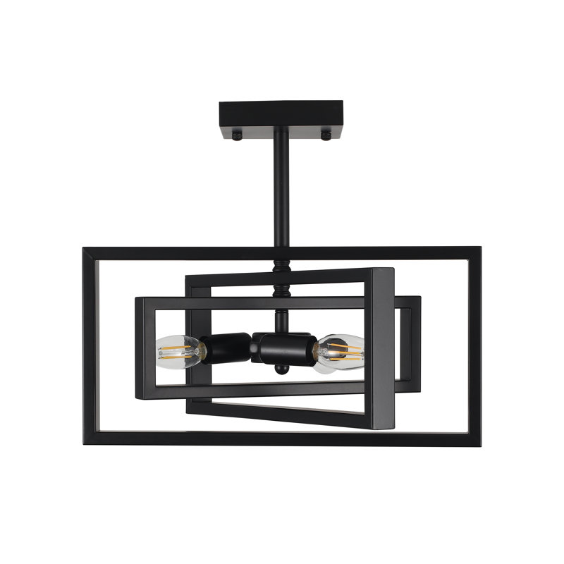 3-Light 15.8" Industrial Square Semi Flush Mount