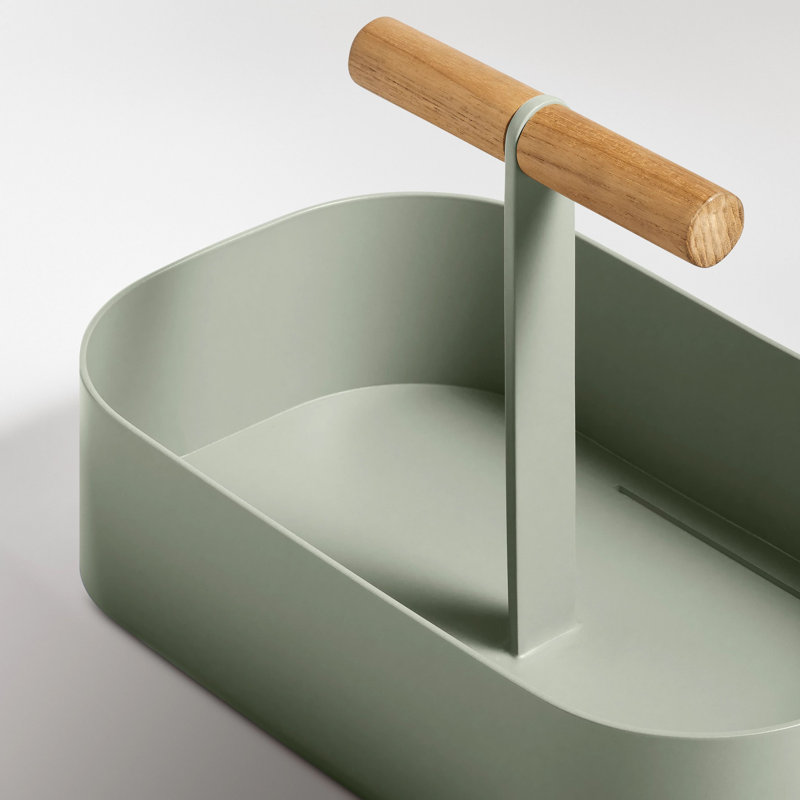 Pluck Rectangle Flatware Caddy, Grey Green