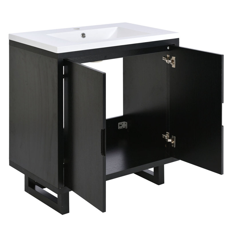 Ensemble de meuble-lavabo simple 18,21 po avec plateau en résine, Noir