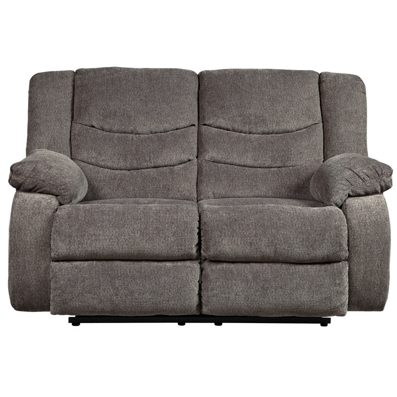 Upholstered Reclining Loveseat , Gray Polyester, 40" H x 63" W x 40" D
