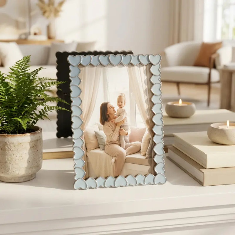 4x6 Blue Heart Zinc Alloy Frame, Blue
