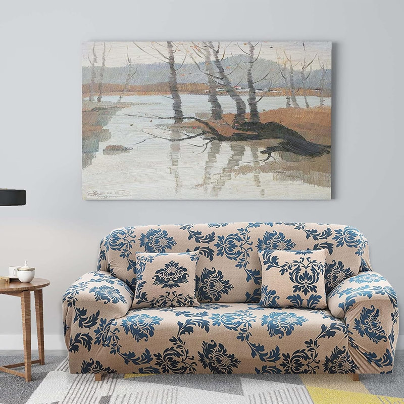 Polyester Box Cushion Sofa Slipcover