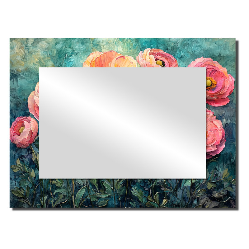 Été symphonie de Renoncule champ I - Art mural miroir floral - imprimé sur métal, 24 po x 32 po