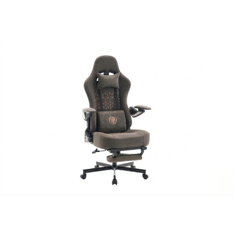 Ergonomic Faux Leather Swiveling PC & Racing Game Chair, Gray