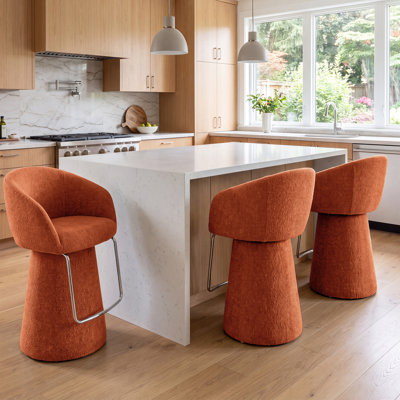 Ensemble de 3 tabourets de bar rembourrés Everly Modern avec dossier incurvé