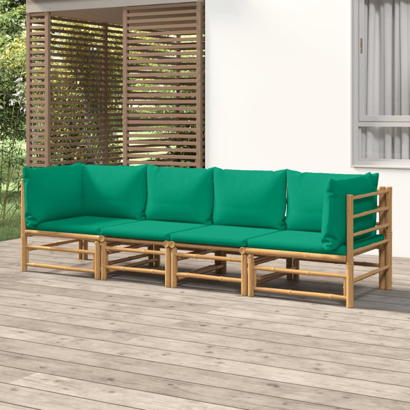 Patio Sectional Set with Cushions, Green