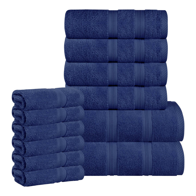  Smart Quick-Dry Zero Twist Cotton 12-Piece Towel Set, Navy Blue