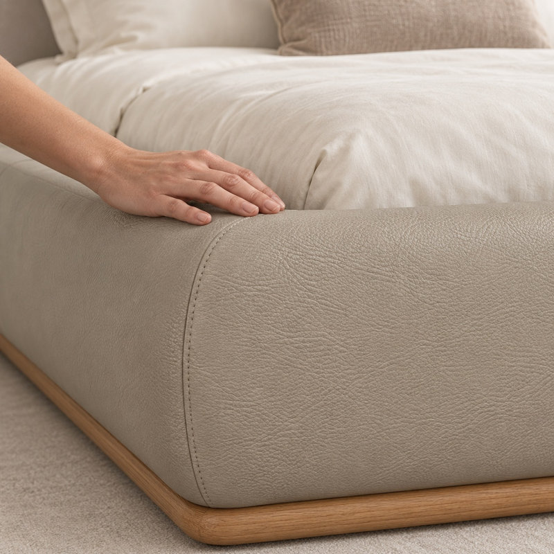 Karino Heirloom Quality Bed in Buttery Soft 100% Top Grain Leather, Made to Order, Boca Cashmere
