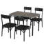 Ensemble de table de salle à manger gris pour 4 tables de cuisine rectangulaires avec 4 chaises rembourrées Ensemble de table de salle à manger 5 pièces pour appartement, studio, petit espace, robuste et peu encombrant-1828539105