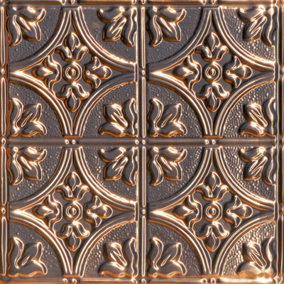 28'' L x 28'' W High Gloss Tin Nail Up Ceiling Tile In Solid Copper