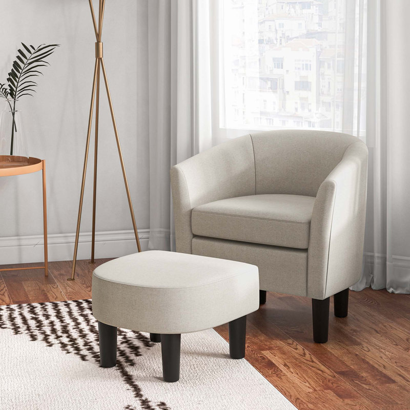 Fauteuil club et repose-pieds 27 po Makayiah, Lin beige