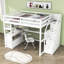 Lit mezzanine en bois avec bureau, tablettes et deux tiroirs Kaci-611991654-611991655
