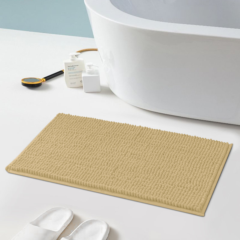 Super Soft  Absorbent Non-Slipping Bath Rug, 60" L x 24" W, Yellow Beige