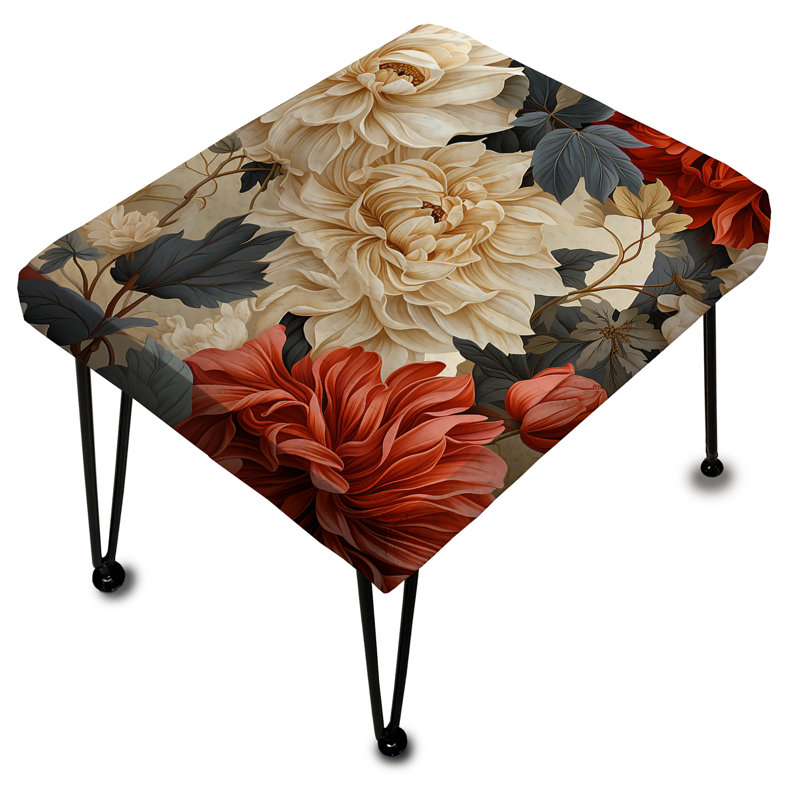 Beige Timeless Peony Elegance Wonderland - Abstract Rectangle Ottoman