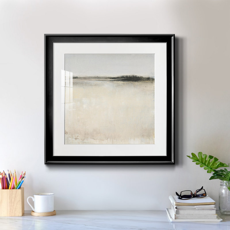 «Subtle Scape I», reproduction encadrée de qualité supérieure - prête à être accrochée, Papier encadré noir, Blanc