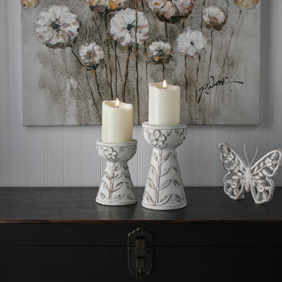6-8" Resin Leaf Pattern Candle Holder