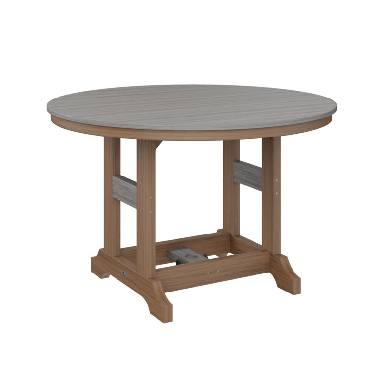 Garden Classic Outdoor Round Bar Table, Antique Mahogany, Driftwood Gray