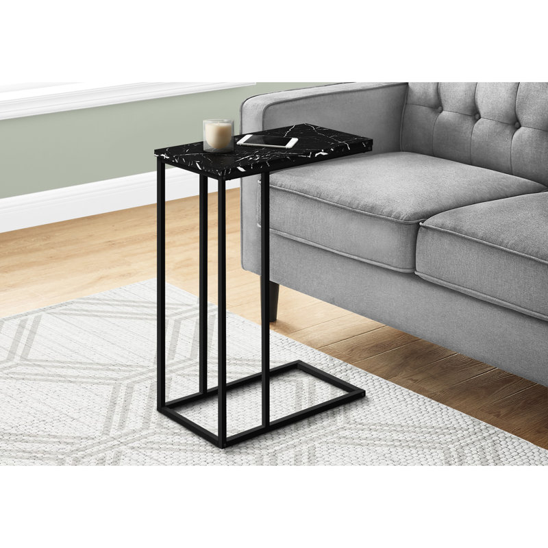 Table d'appoint moderne avec stratifié d'aspect marbre noir, pour la décoration de la chambre à coucher