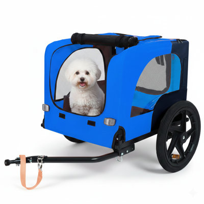Bicycle Trailer Cart for Canines, Designed to Accommodate Small to Medium-Sized Pets, Features a Simple Collapsible Frame, Wheels That Detach Easily, A Non-Slip Base, And an Interior Tether