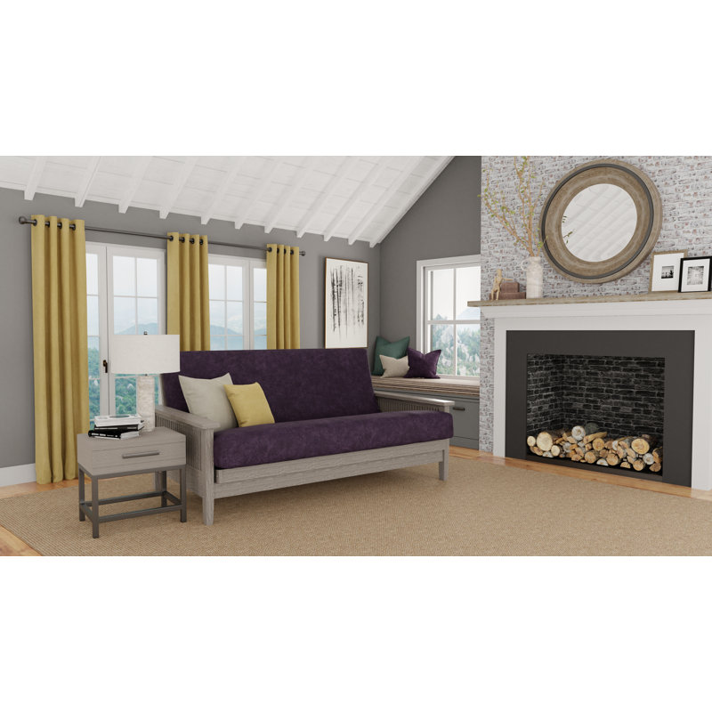 Leupp Polyester Box Cushion Futon Slipcover, Full, Eggplant