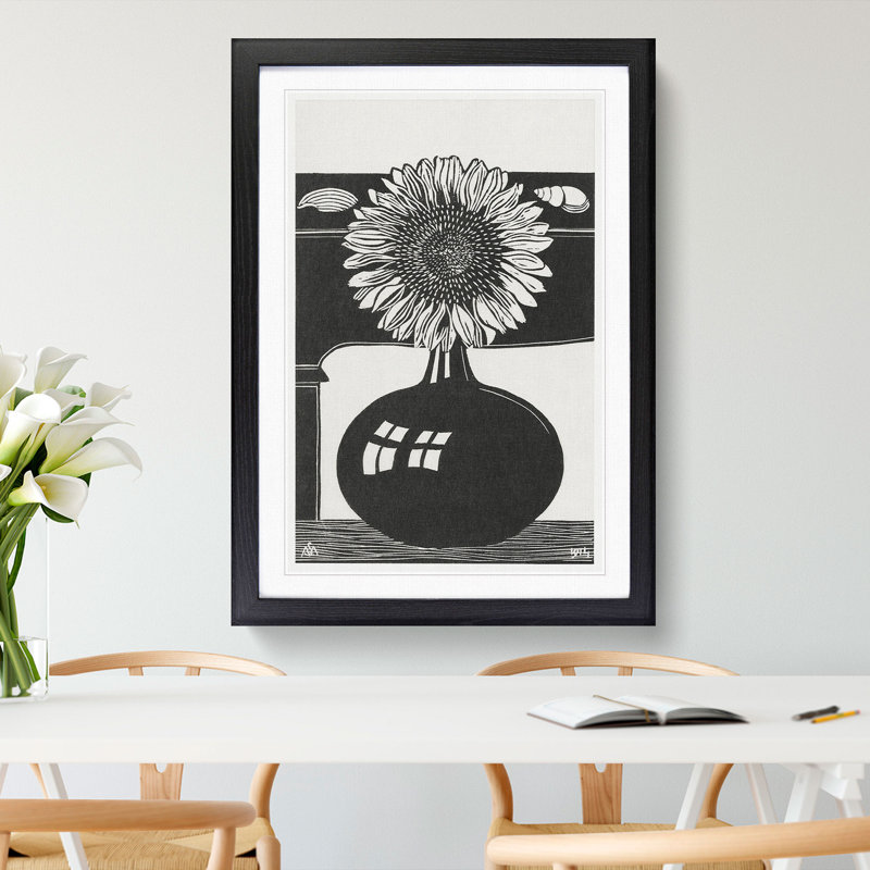 Sunflower by Samuel De Mesquita - Picture Frame Painting, 36cm H x 27cm W x 2cm D, Black Framed