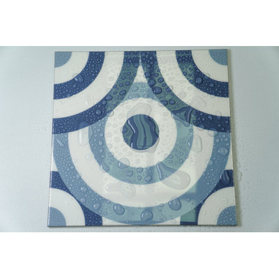 8" x 8" Rigid Blue Peel & Stick Graphic Patterned Tile Backsplash