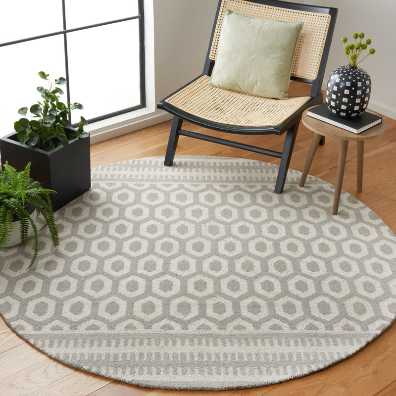 Cela Hand Tufted Performance Geometric Rug, Round 6'