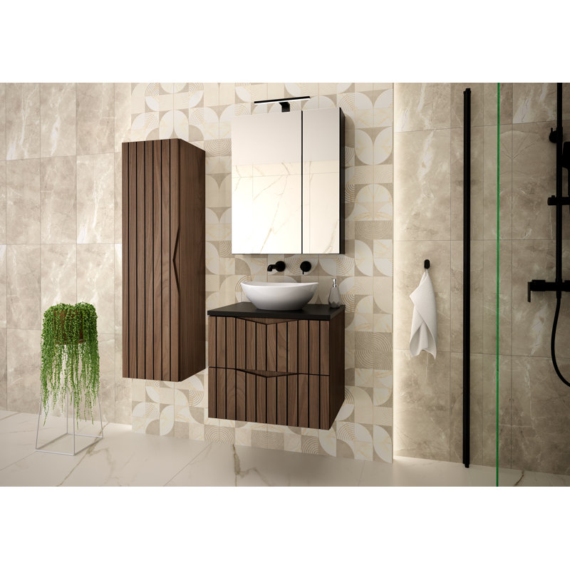 Amott Wall Mounted Required Bathroom Storage Furniture Set