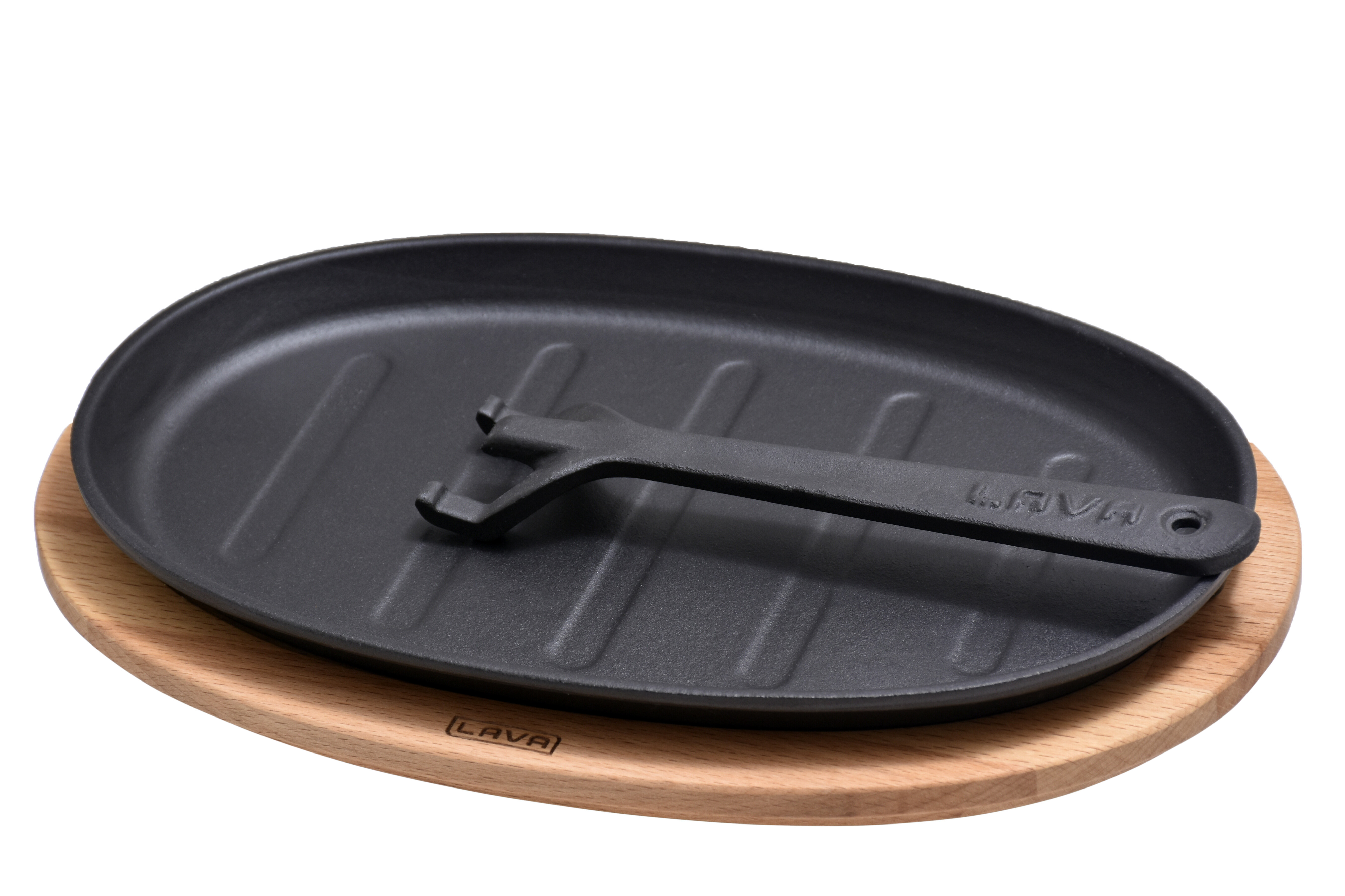 Lava Enameled Cast Iron Skillet 11 inch-Wok with Beechwood Service Platter  