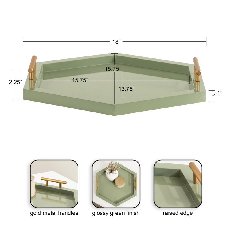 Repose-pieds Reith, Vert/doré, H 2,20 po x l 18,00 po x P 15,66 po