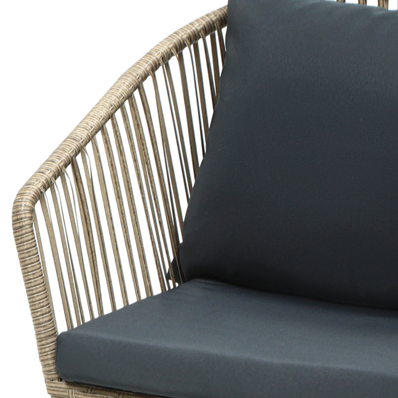 3-Piece Wicker Cushioned Patio Bistro Set, Black